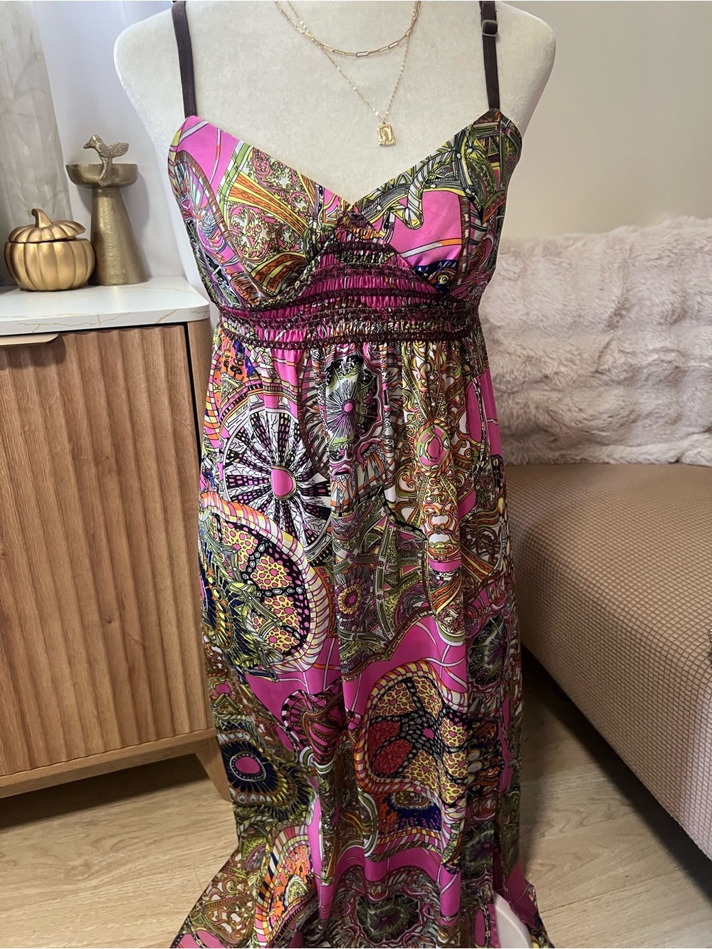 Cinnamon Girl Pink Multicolor Paisley Maxi Dress